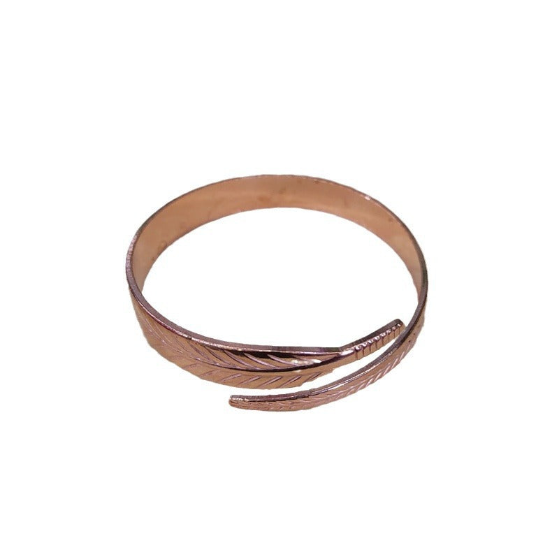 Vintage Leaf Pattern Adjustable Copper Bracelet