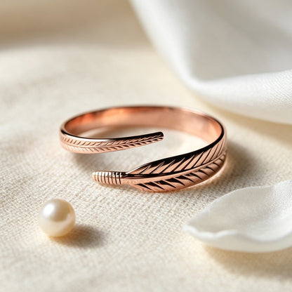 Vintage Leaf Pattern Adjustable Copper Bracelet