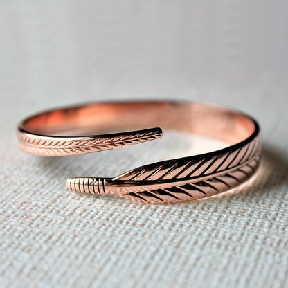 Vintage Leaf Pattern Adjustable Copper Bracelet